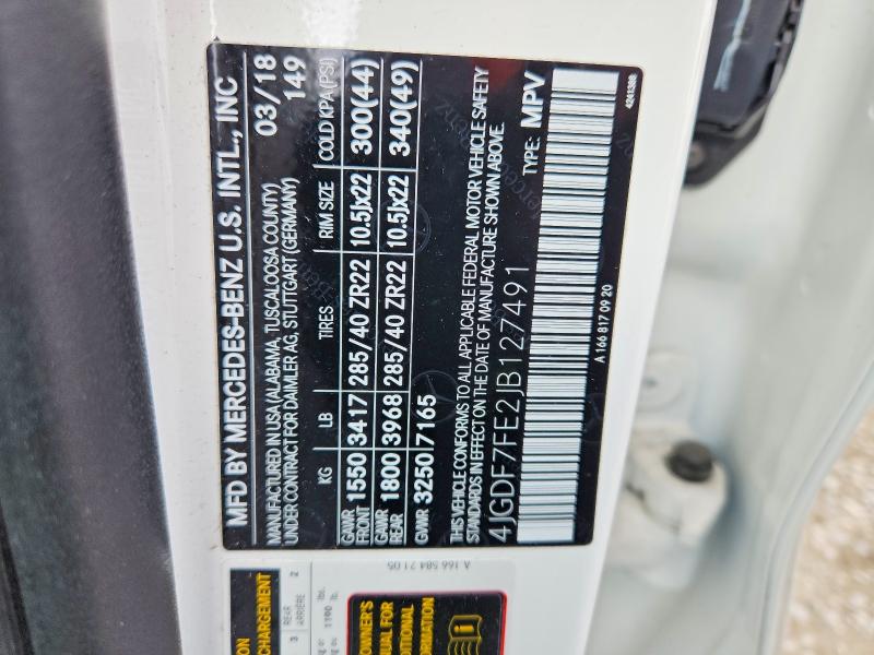 Продажа на аукционе авто 2018 Mercedes-benz Gls, vin: 4JGDF7FE2JB127491, номер лота: 51370616
