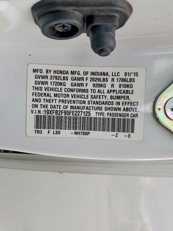 Продаж на аукціоні авто 2015 Honda Civic, vin: 19XFB2F95FE227125, номер лоту: 49787436