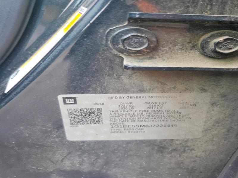 2018 Chevrolet Cruze მანქანა იყიდება აუქციონზე, vin: 1G1BE5SM8J7221449, აუქციონის ნომერი: 51275386