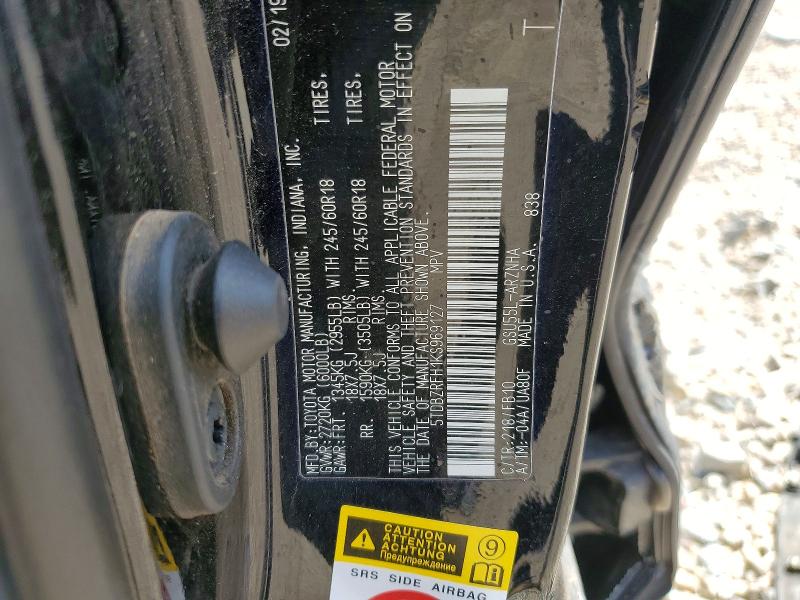 Продаж на аукціоні авто 2019 Toyota Highlander, vin: 5TDBZRFH1KS969127, номер лоту: 49705396