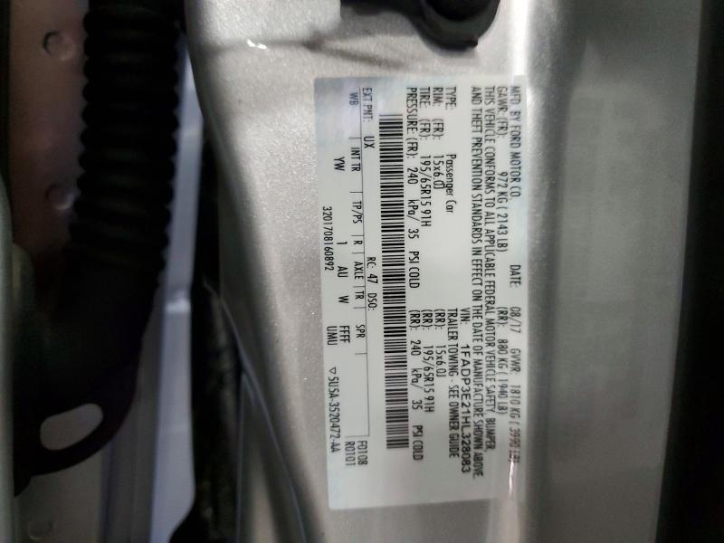2017 Ford Focus მანქანა იყიდება აუქციონზე, vin: 1FADP3E21HL328083, აუქციონის ნომერი: 50269346