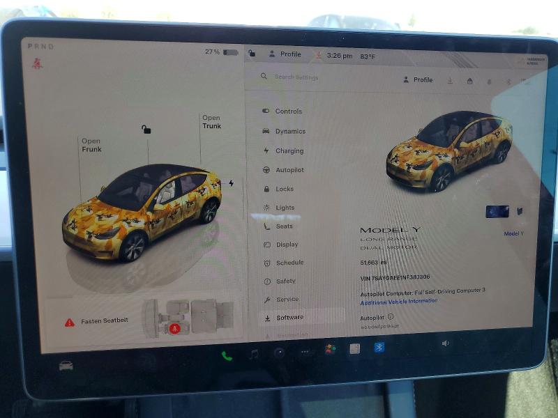 48696146 :رقم المزاد ، 7SAYGAEE1NF383306 vin ، 2022 Tesla Model Y مزاد بيع