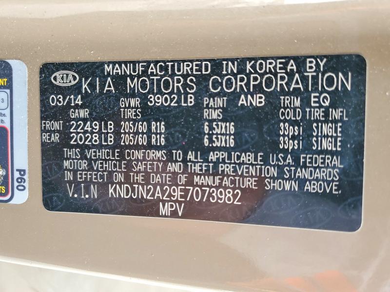 Auction sale of the 2014 Kia Soul, vin: KNDJN2A29E7073982, lot number: 49461296