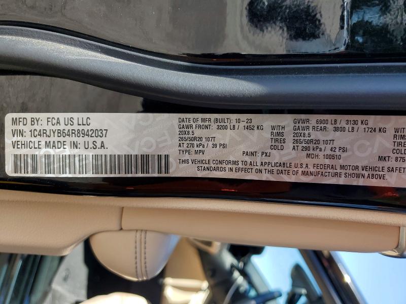 2024 Jeep Grand Cherokee მანქანა იყიდება აუქციონზე, vin: 1C4RJYB64R8942037, აუქციონის ნომერი: 48653296