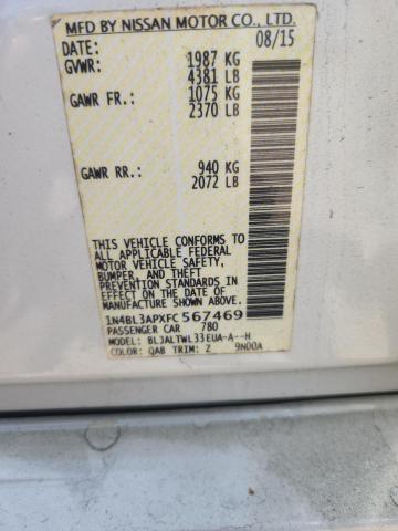 49892846 :رقم المزاد ، 1N4BL3APXFC567469 vin ، 2015 Nissan Altima مزاد بيع