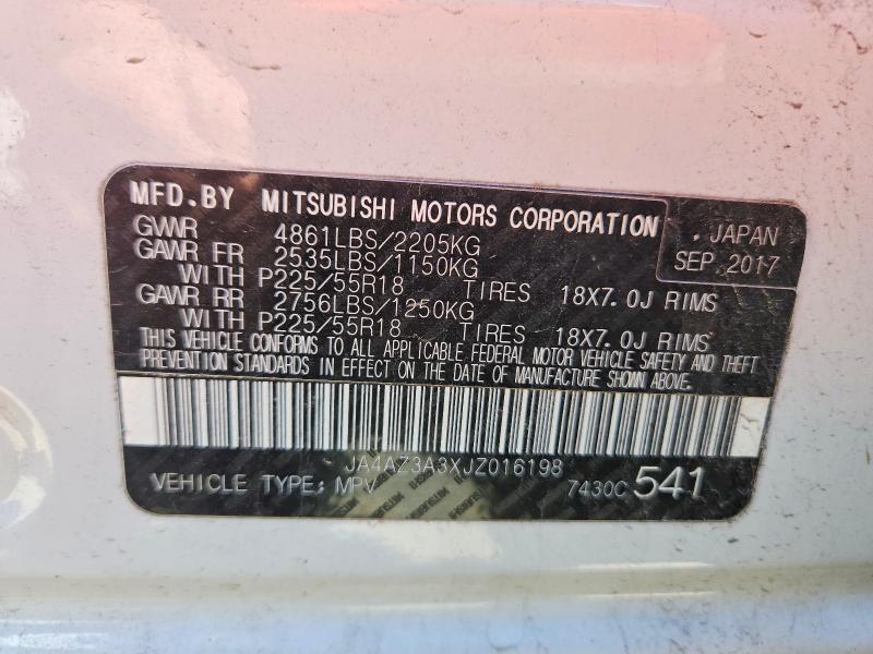 Продаж на аукціоні авто 2018 Mitsubishi Outlander, vin: JA4AZ3A3XJZ016198, номер лоту: 48930916