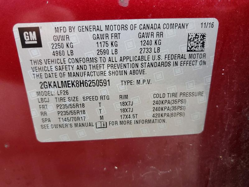 48614466 :رقم المزاد ، 2GKALMEK8H6250591 vin ، 2017 Gmc Terrain مزاد بيع