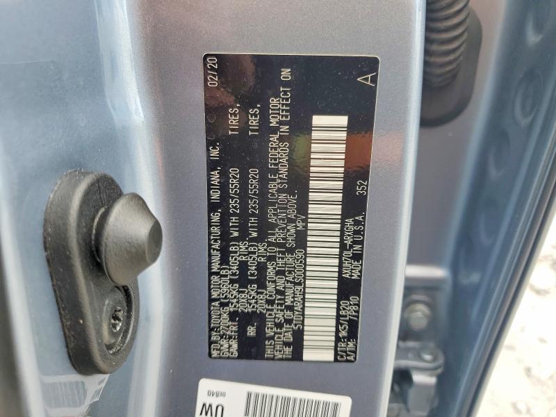 51761386 :رقم المزاد ، 5TDYARAH9LS000590 vin ، 2020 Toyota Highlander Hybrid مزاد بيع