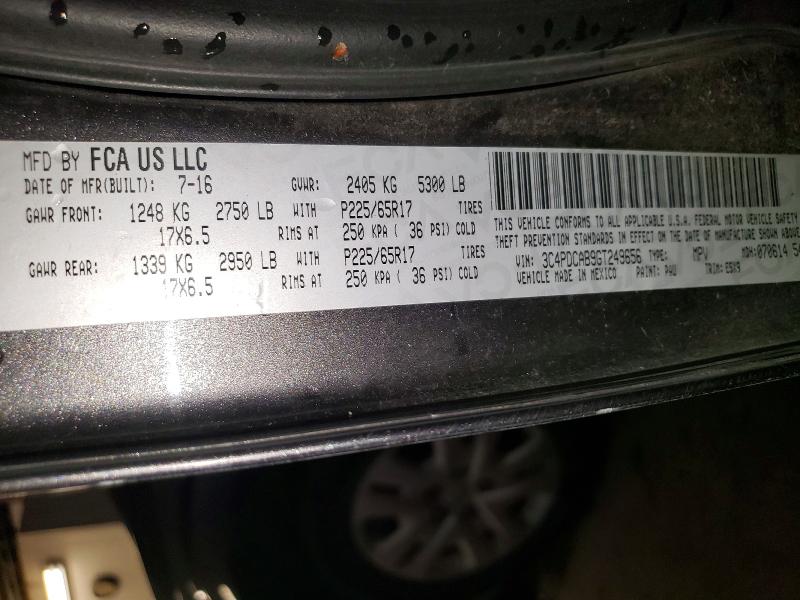 2016 Dodge Journey მანქანა იყიდება აუქციონზე, vin: 3C4PDCAB9GT249656, აუქციონის ნომერი: 48705646