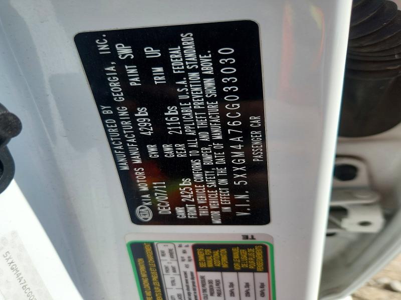 49472376 :رقم المزاد ، 5XXGM4A76CG033030 vin ، 2012 Kia Optima مزاد بيع