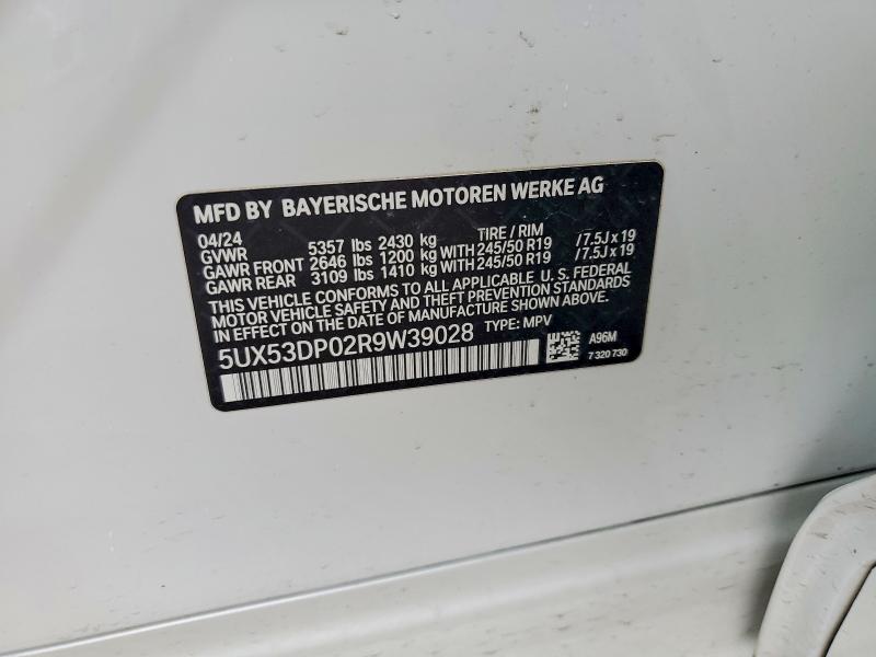 51029606 :رقم المزاد ، 5UX53DP02R9W39028 vin ، 2024 Bmw X3 مزاد بيع