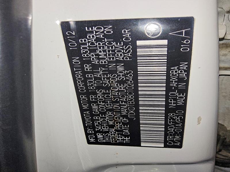 Продаж на аукціоні авто 2012 Toyota Prius C, vin: JTDKDTB38C1026463, номер лоту: 46533256