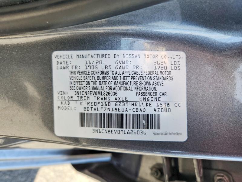 Aukcja sprzedaży 2021 Nissan Versa, vin: 3N1CN8EV0ML826036, numer aukcji: 49956066