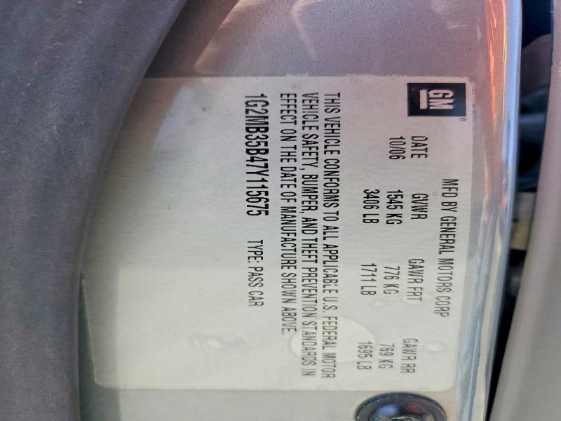 50027356 :رقم المزاد ، 1G2MB35B47Y115675 vin ، 2007 Pontiac Solstice مزاد بيع