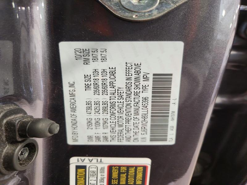 50415676 :رقم المزاد ، 5J6RW2H89LL045396 vin ، 2020 Honda Cr-v مزاد بيع