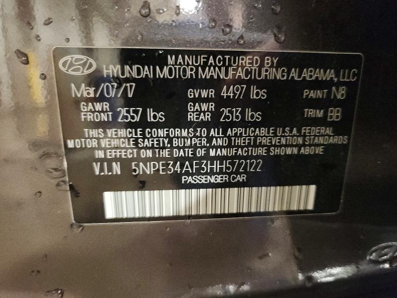 51642646 :رقم المزاد ، 5NPE34AF3HH572122 vin ، 2017 Hyundai Sonata مزاد بيع