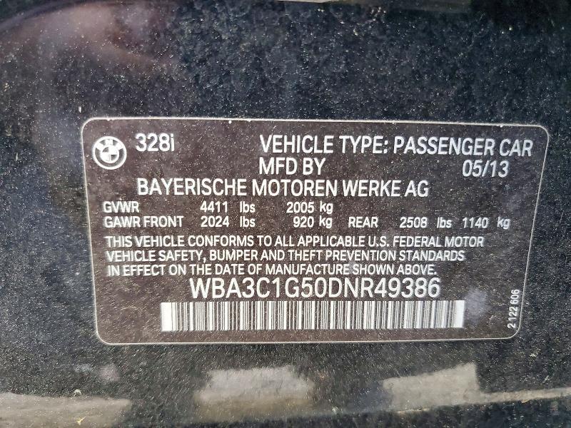49384116 :رقم المزاد ، WBA3C1G50DNR49386 vin ، 2013 Bmw 328 مزاد بيع