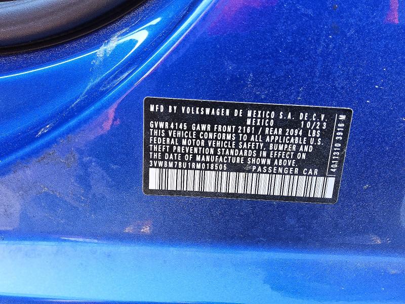 2024 Volkswagen Jetta მანქანა იყიდება აუქციონზე, vin: 3VWBM7BU1RM018505, აუქციონის ნომერი: 50762816