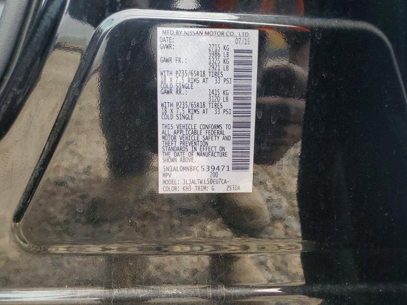 Aukcja sprzedaży 2015 Infiniti Qx60, vin: 5N1AL0MN8FC539471, numer aukcji: 50823726