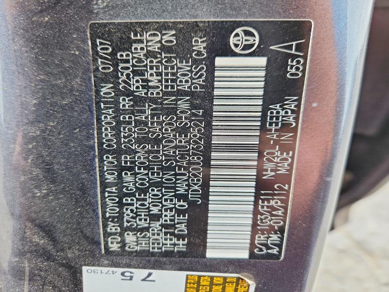 50366306 :رقم المزاد ، JTDKB20U873295214 vin ، 2007 Toyota Prius مزاد بيع