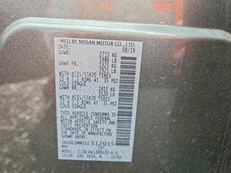 48361606 :رقم المزاد ، 5N1DL0MM1LC512015 vin ، 2020 Infiniti Qx60 مزاد بيع