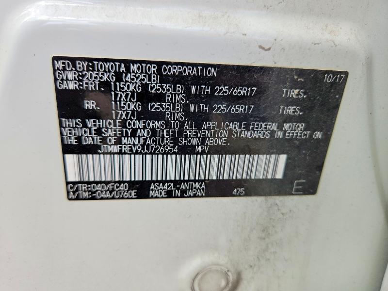 49643736 :رقم المزاد ، JTMWFREV9JJ726954 vin ، 2018 Toyota Rav4 مزاد بيع