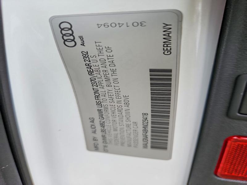 51377156 :رقم المزاد ، WAUGNAF48HN029418 vin ، 2017 Audi A4 مزاد بيع