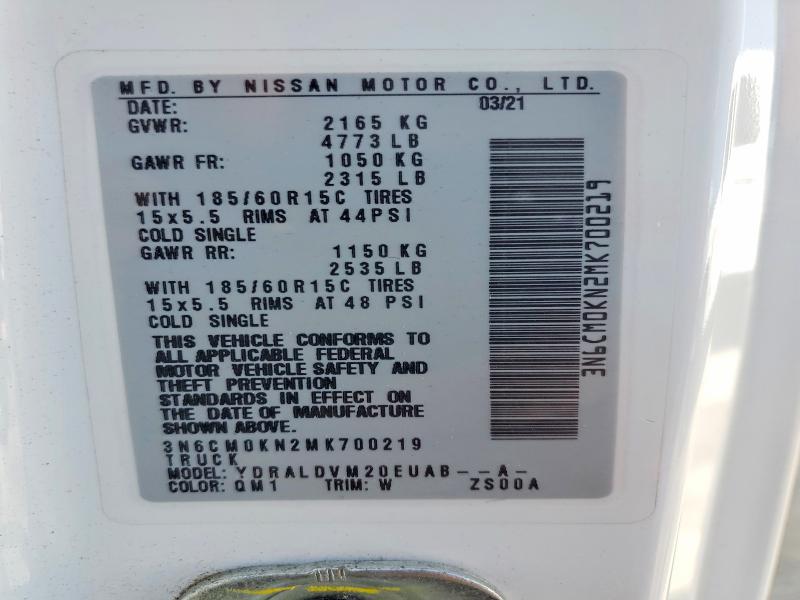 Aukcja sprzedaży 2021 Nissan Nv200, vin: 3N6CM0KN2MK700219, numer aukcji: 49635566
