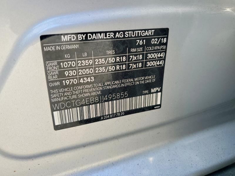 Продажа на аукционе авто 2018 Mercedes-benz Gla, vin: WDCTG4EB8JJ495855, номер лота: 51211216