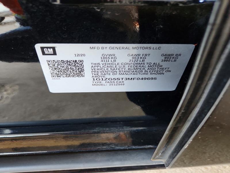 Aukcja sprzedaży 2021 Chevrolet Malibu, vin: 1G1ZG5ST3MF049695, numer aukcji: 48466276