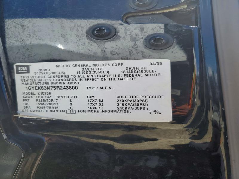 Aukcja sprzedaży 2005 Cadillac Escalade, vin: 1GYEK63N75R243800, numer aukcji: 50081016