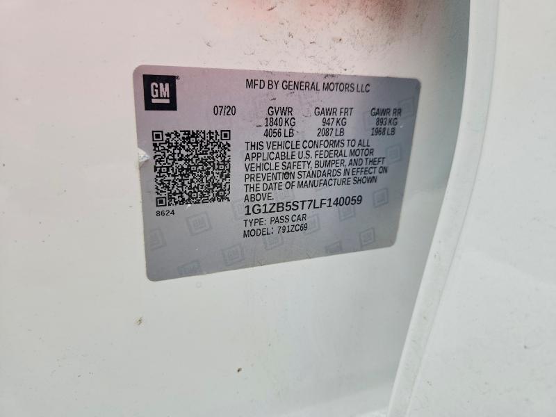 2020 Chevrolet Malibu მანქანა იყიდება აუქციონზე, vin: 1G1ZB5ST7LF140059, აუქციონის ნომერი: 51243326