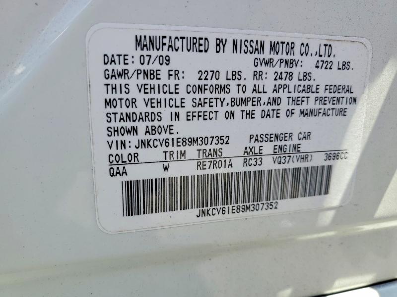 Aukcja sprzedaży 2009 Infiniti G37 Sedan, vin: JNKCV61E89M307352, numer aukcji: 51097526