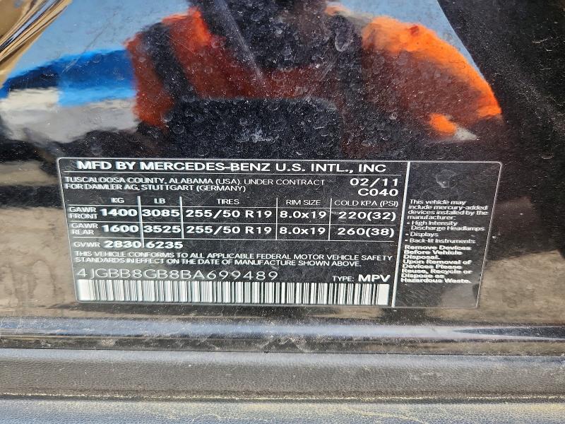 Aukcja sprzedaży 2011 Mercedes-benz Ml, vin: 4JGBB8GB8BA699489, numer aukcji: 50311736