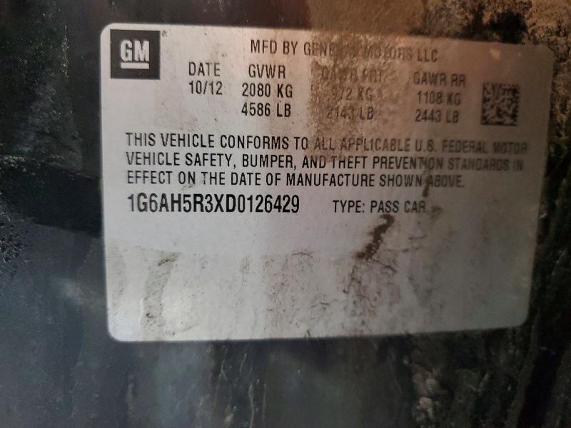 2013 Cadillac Ats მანქანა იყიდება აუქციონზე, vin: 1G6AH5R3XD0126429, აუქციონის ნომერი: 49978066