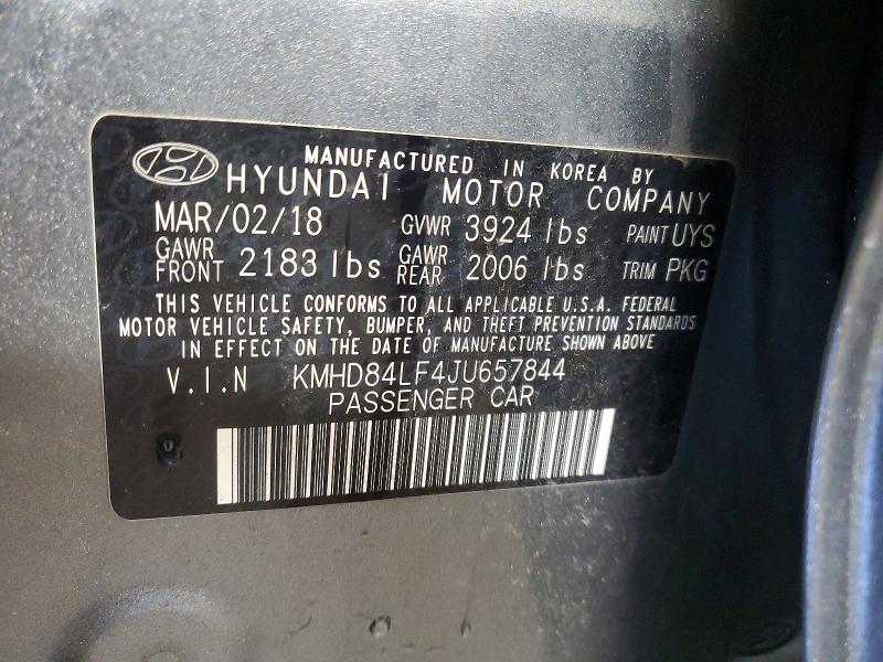 Продажа на аукционе авто 2018 Hyundai Elantra, vin: KMHD84LF4JU657844, номер лота: 49625386