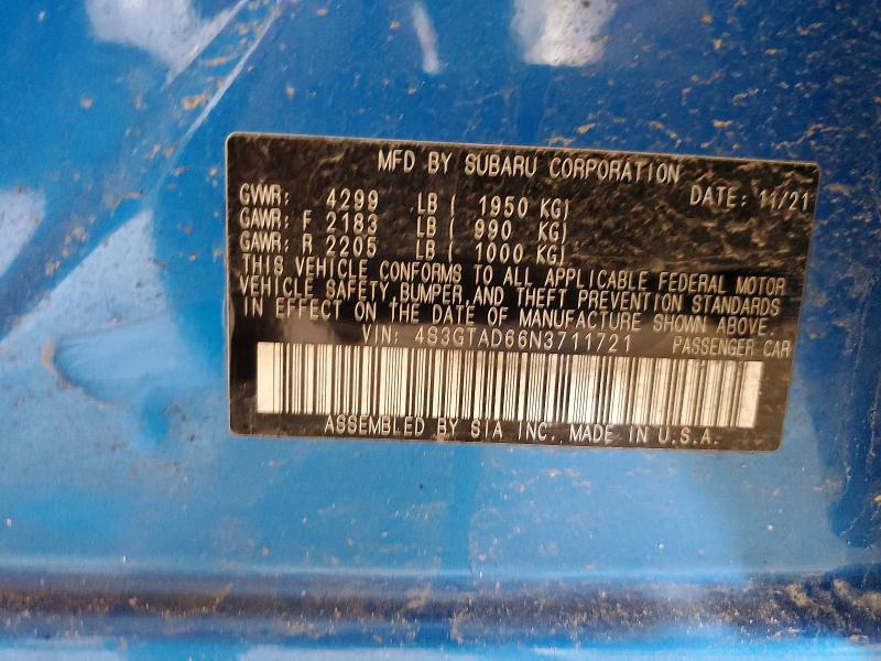 Продажа на аукционе авто 2022 Subaru Impreza, vin: 4S3GTAD66N3711721, номер лота: 49819976