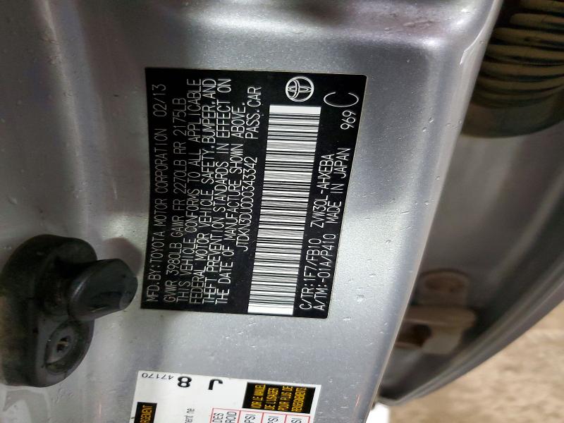 Aukcja sprzedaży 2013 Toyota Prius, vin: JTDKN3DU0D0343342, numer aukcji: 51635056