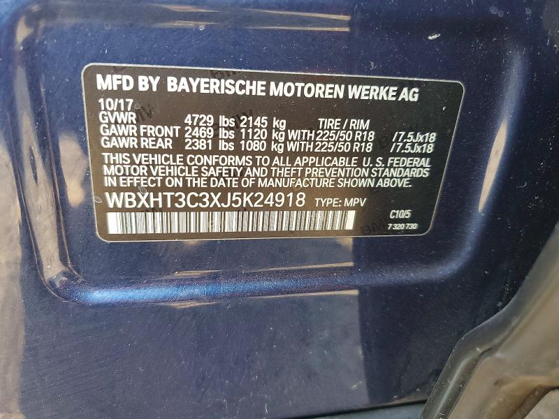 2018 Bmw X1 მანქანა იყიდება აუქციონზე, vin: WBXHT3C3XJ5K24918, აუქციონის ნომერი: 47207096