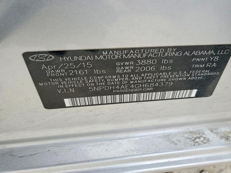 Aukcja sprzedaży 2016 Hyundai Elantra, vin: 5NPDH4AE4GH684379, numer aukcji: 49445676