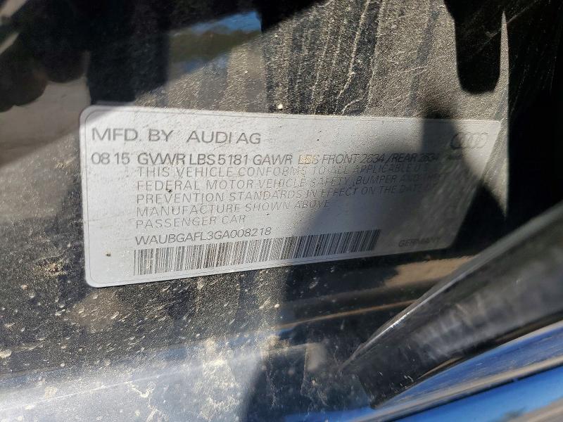 51511156 :رقم المزاد ، WAUBGAFL3GA008218 vin ، 2016 Audi S4 مزاد بيع