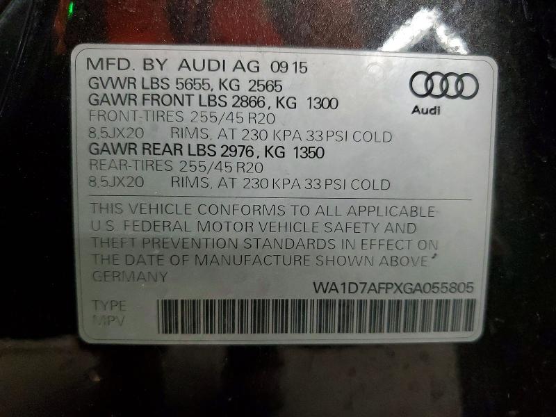Продаж на аукціоні авто 2016 Audi Q5, vin: WA1D7AFPXGA055805, номер лоту: 51859596
