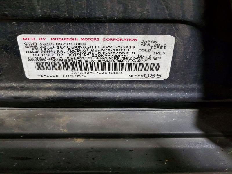 Продаж на аукціоні авто 2016 Mitsubishi Outlander Sport, vin: JA4AR3AW7GZ043684, номер лоту: 50453546