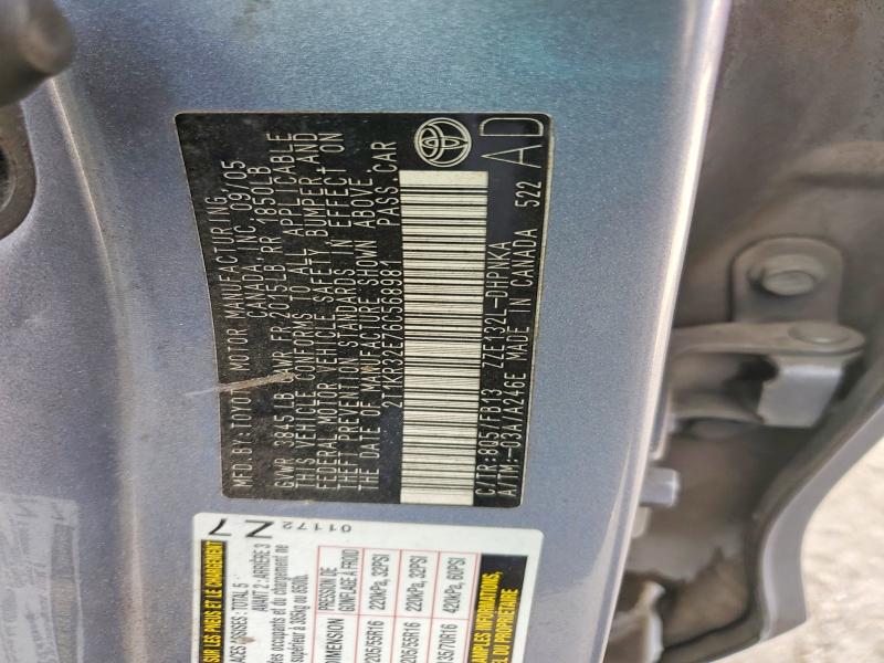 Aukcja sprzedaży 2006 Toyota Corolla Matrix, vin: 2T1KR32E76C568981, numer aukcji: 51719826