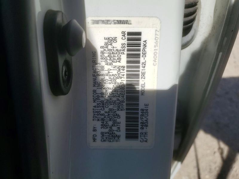 49152286 :رقم المزاد ، 5YFBU4EE0DP174140 vin ، 2013 Toyota Corolla مزاد بيع