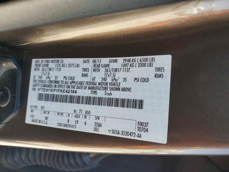 Aukcja sprzedaży 2015 Ford F150, vin: 1FTEW1EP1FKE42184, numer aukcji: 49607266