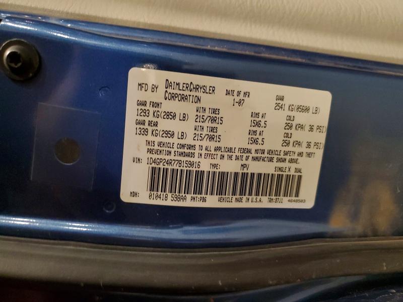 51609946 :رقم المزاد ، 1D4GP24R77B159016 vin ، 2007 Dodge Grand Caravan مزاد بيع