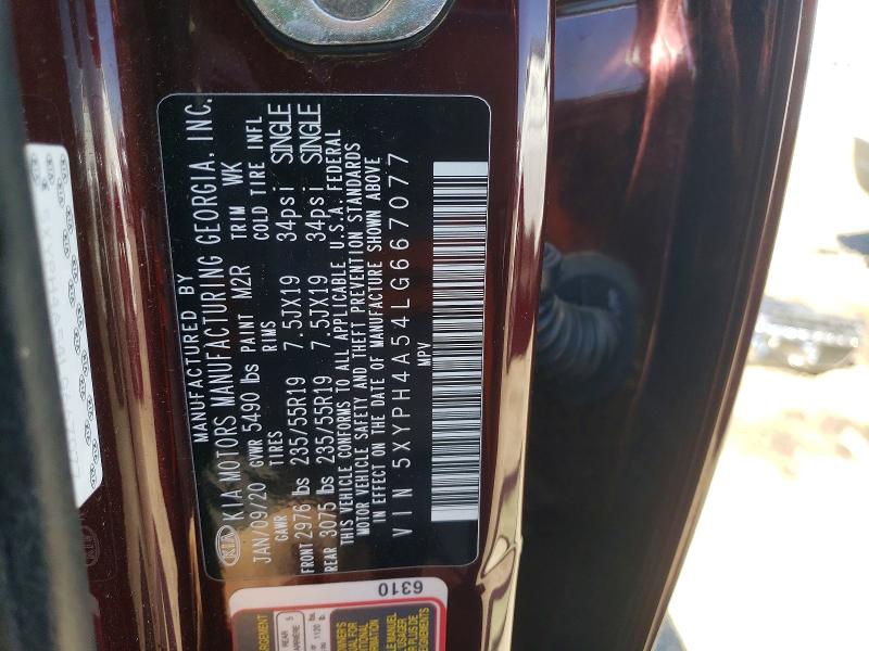 Aukcja sprzedaży 2020 Kia Sorento, vin: 5XYPH4A54LG667077, numer aukcji: 48664306