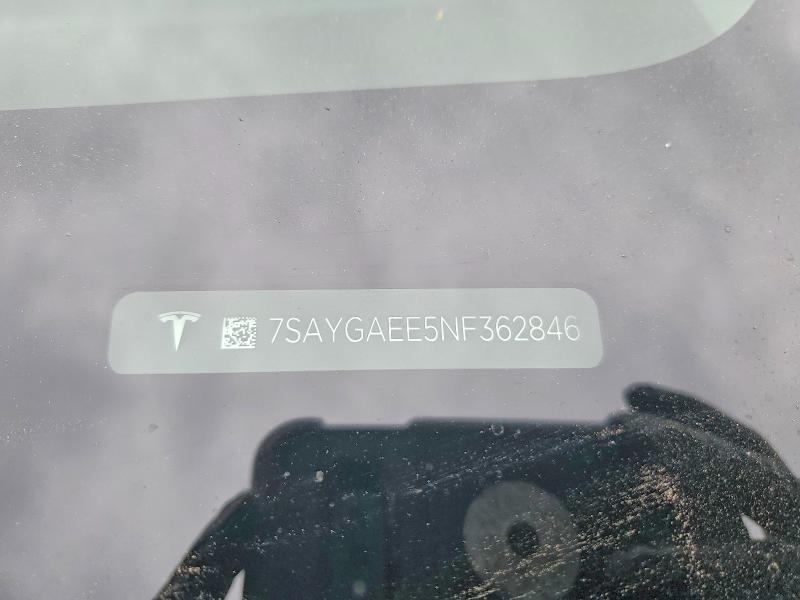 2022 Tesla Model Y მანქანა იყიდება აუქციონზე, vin: 7SAYGAEE5NF362846, აუქციონის ნომერი: 50851226