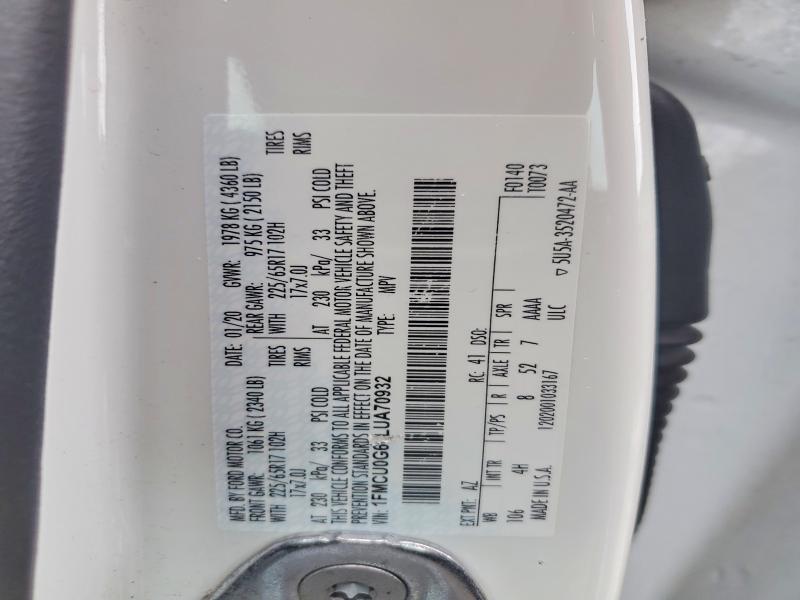 51279926 :رقم المزاد ، 1FMCU0G66LUA70932 vin ، 2020 Ford Escape مزاد بيع